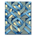 Blue Yellow Houndstooth Interlace Ribbon Rug