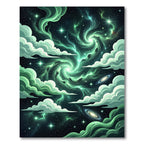 Ethereal Green Celestial Nebula Galaxy Swirl Rug
