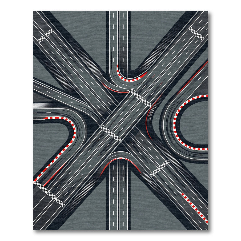 Modern Gray Racetrack Abstract Intersection Rug