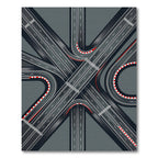 Modern Gray Racetrack Abstract Intersection Rug