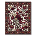 Rich Crimson Floral Blossom Medallion Rug