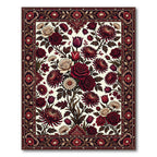 Rich Crimson Floral Blossom Medallion Rug
