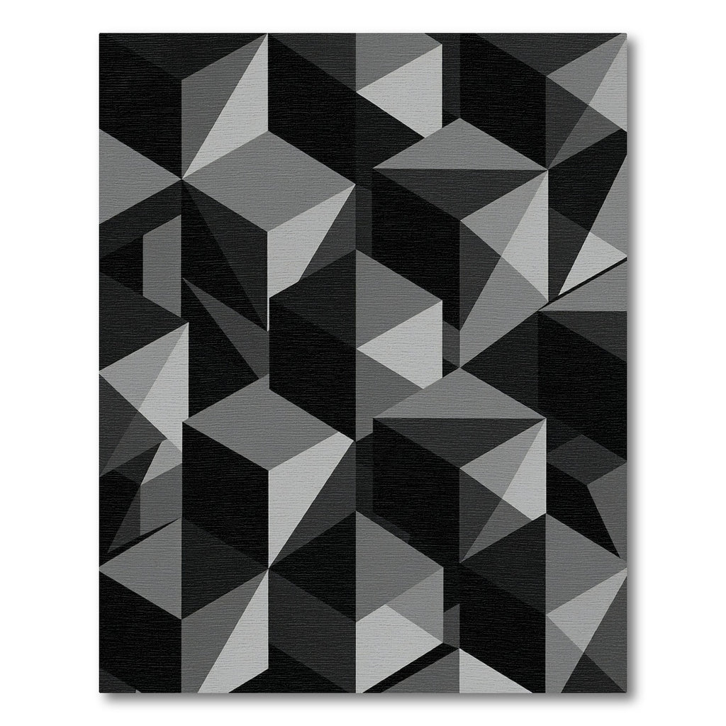Monochromatic Geometric Cube Illusion Rug