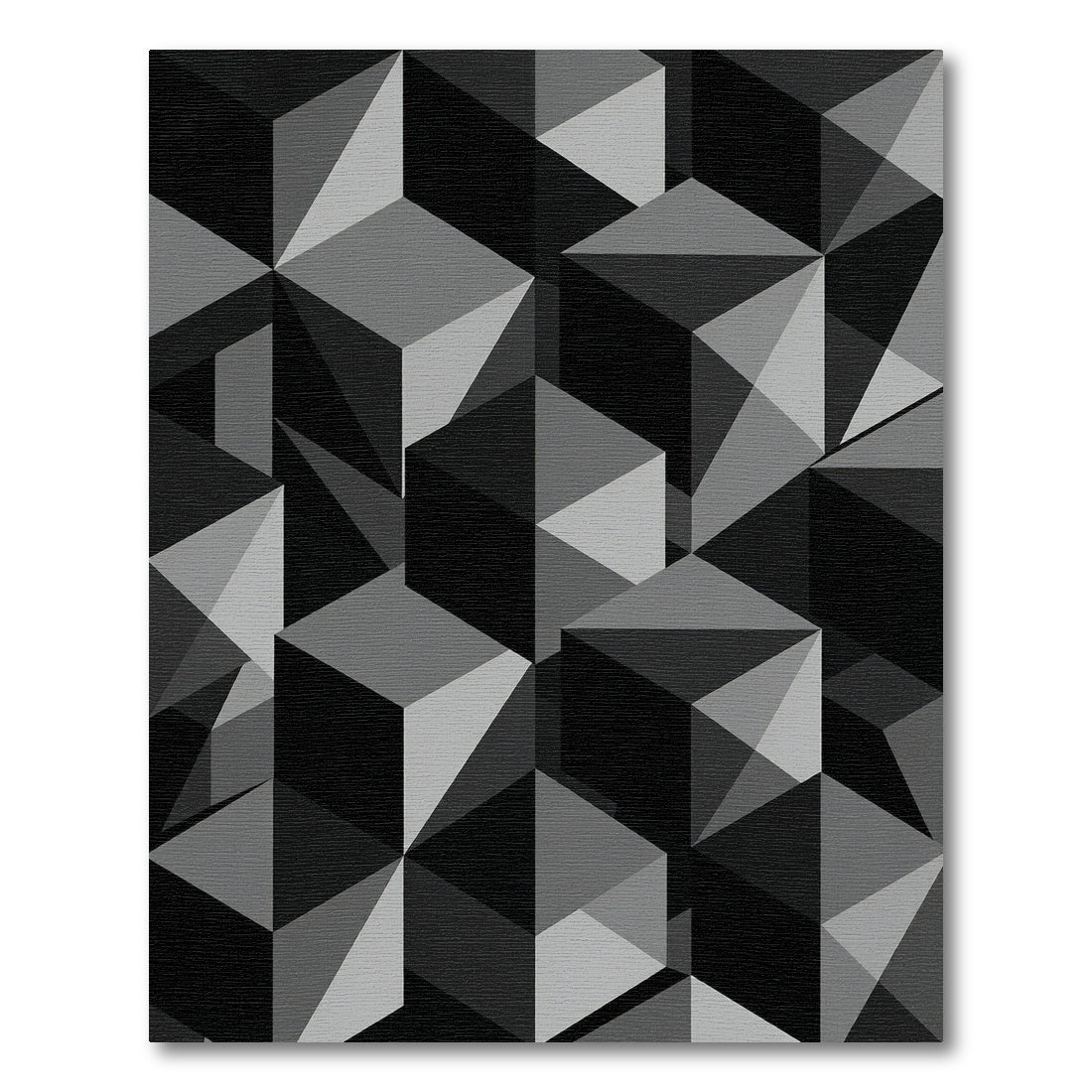 Monochromatic Geometric Cube Illusion Rug