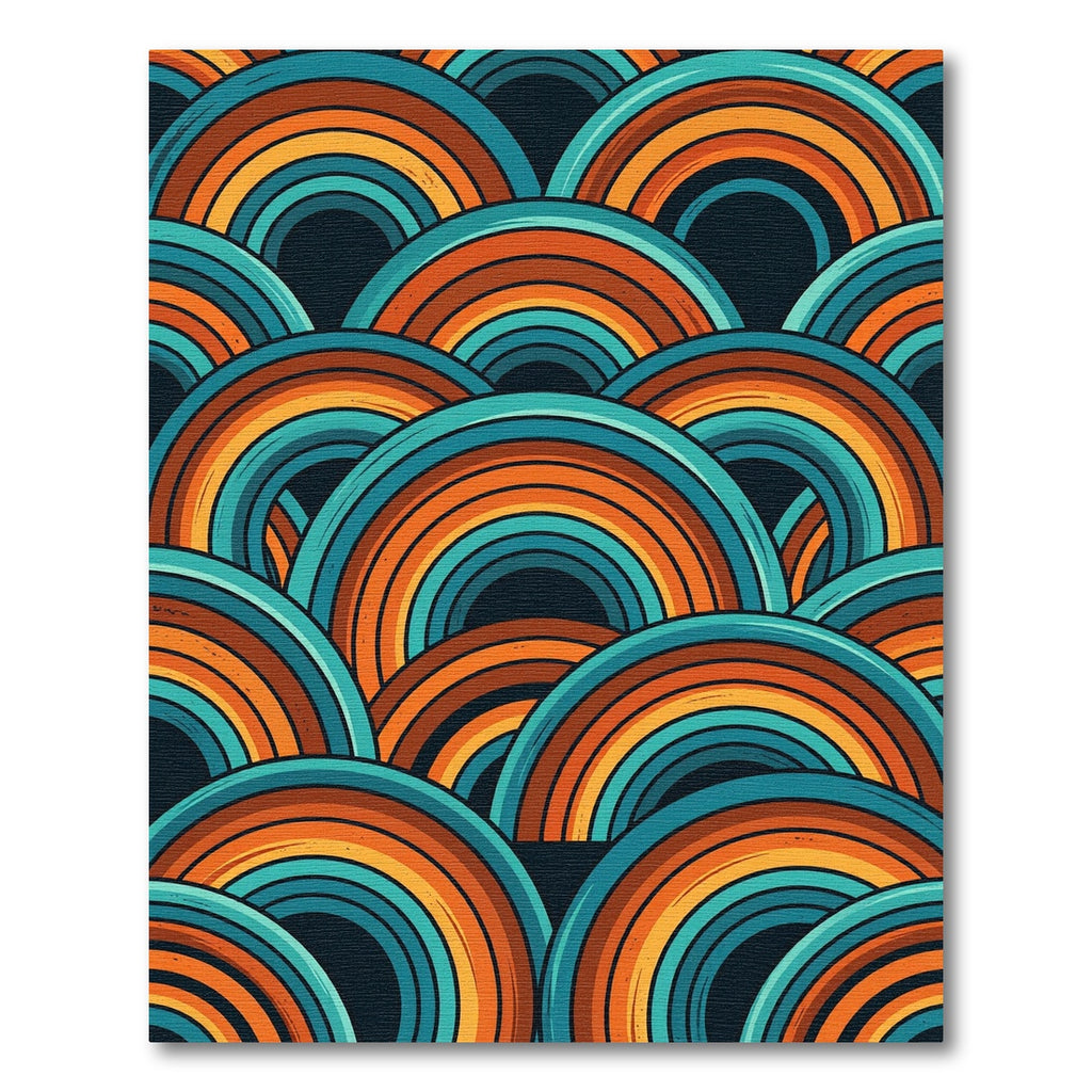 Retro Mid Century Teal Orange Arch Rug