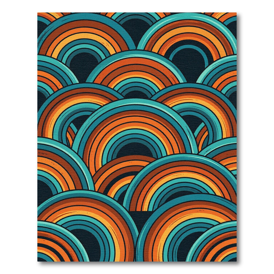 Retro Mid Century Teal Orange Arch Rug