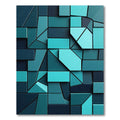 Modern Teal Geometric Abstract Block Rug
