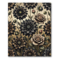 Dark Botanical Rose Dahlia Garden Rug