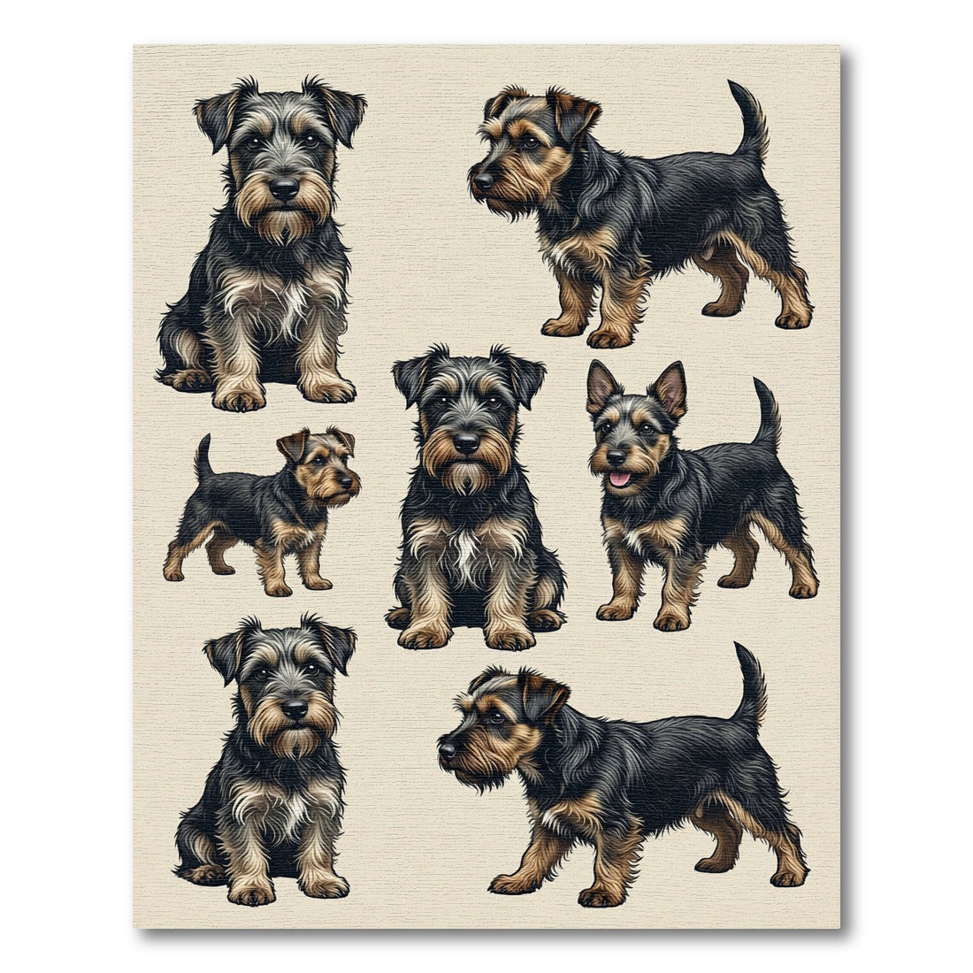Charming Black and Tan Terrier Illustration Rug