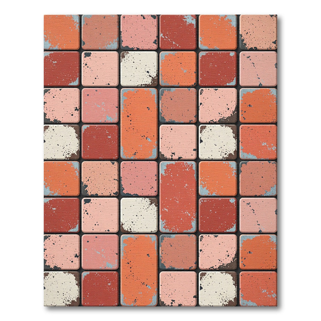 Terracotta Rusted Tile Grid Accent Rug