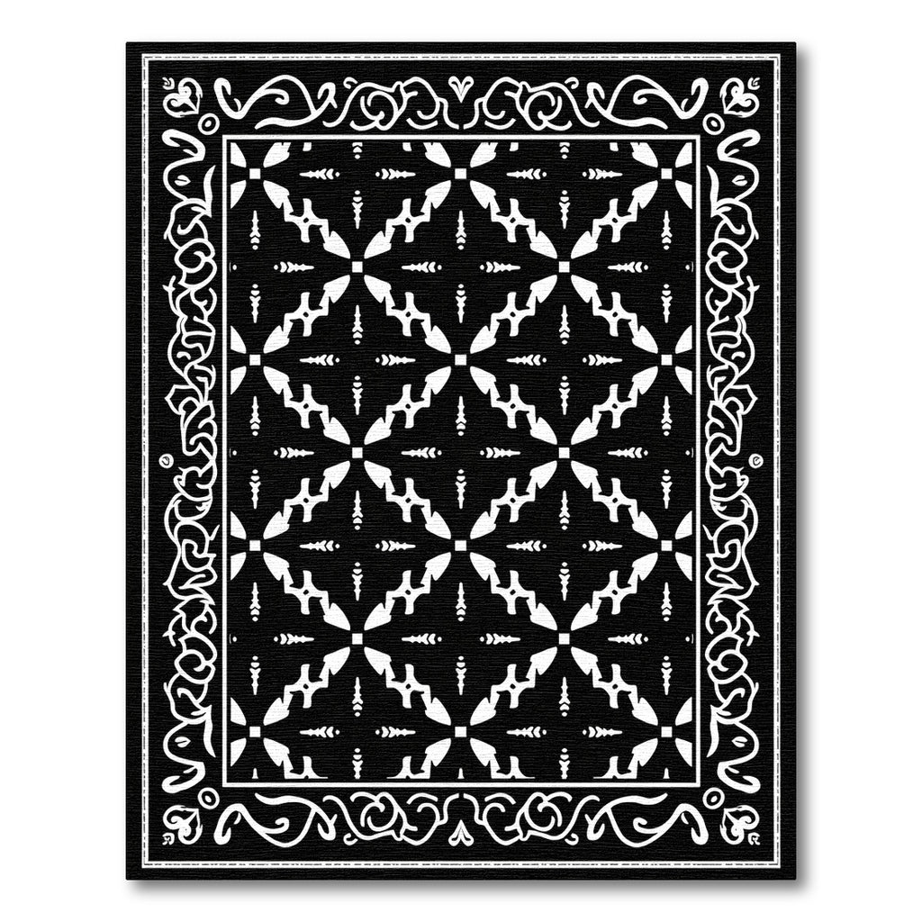 White Graphic Starburst Border Rug
