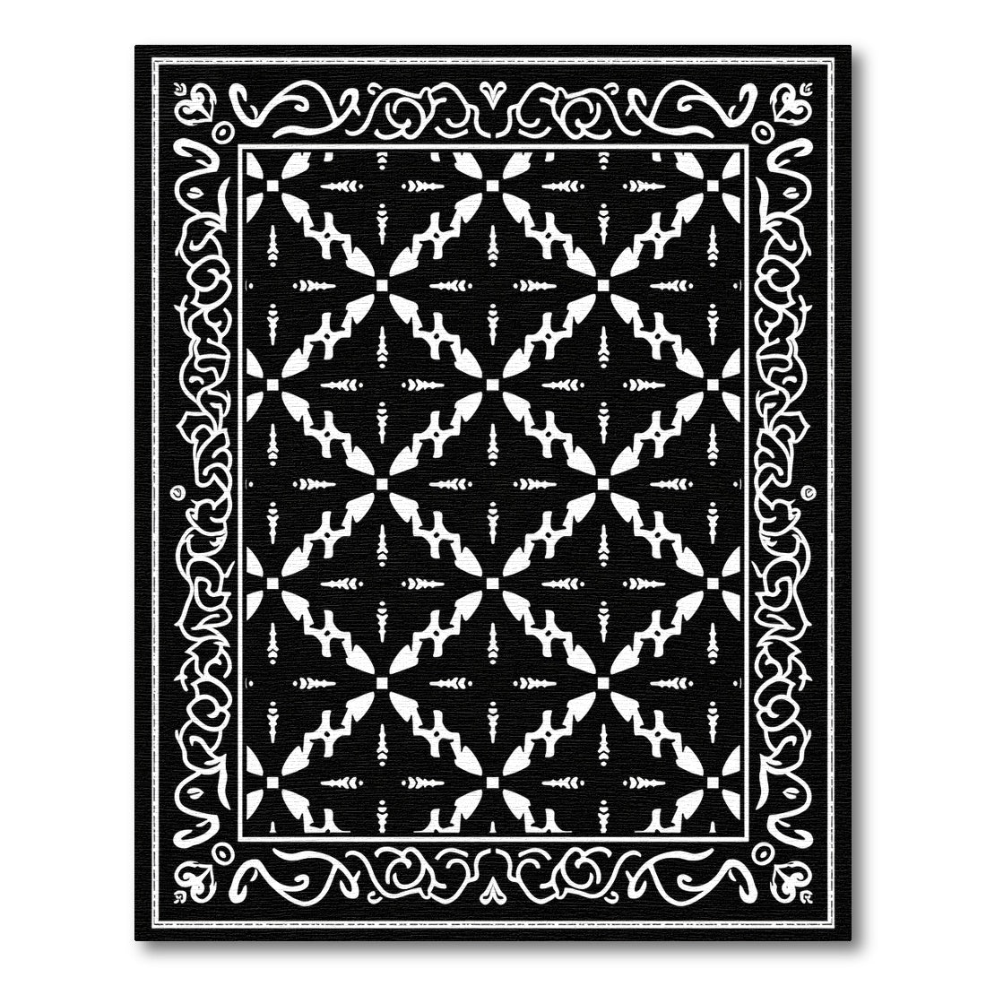 White Graphic Starburst Border Rug
