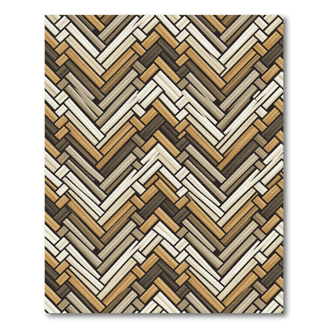 Neutral Herringbone Chevron Woven Texture Rug