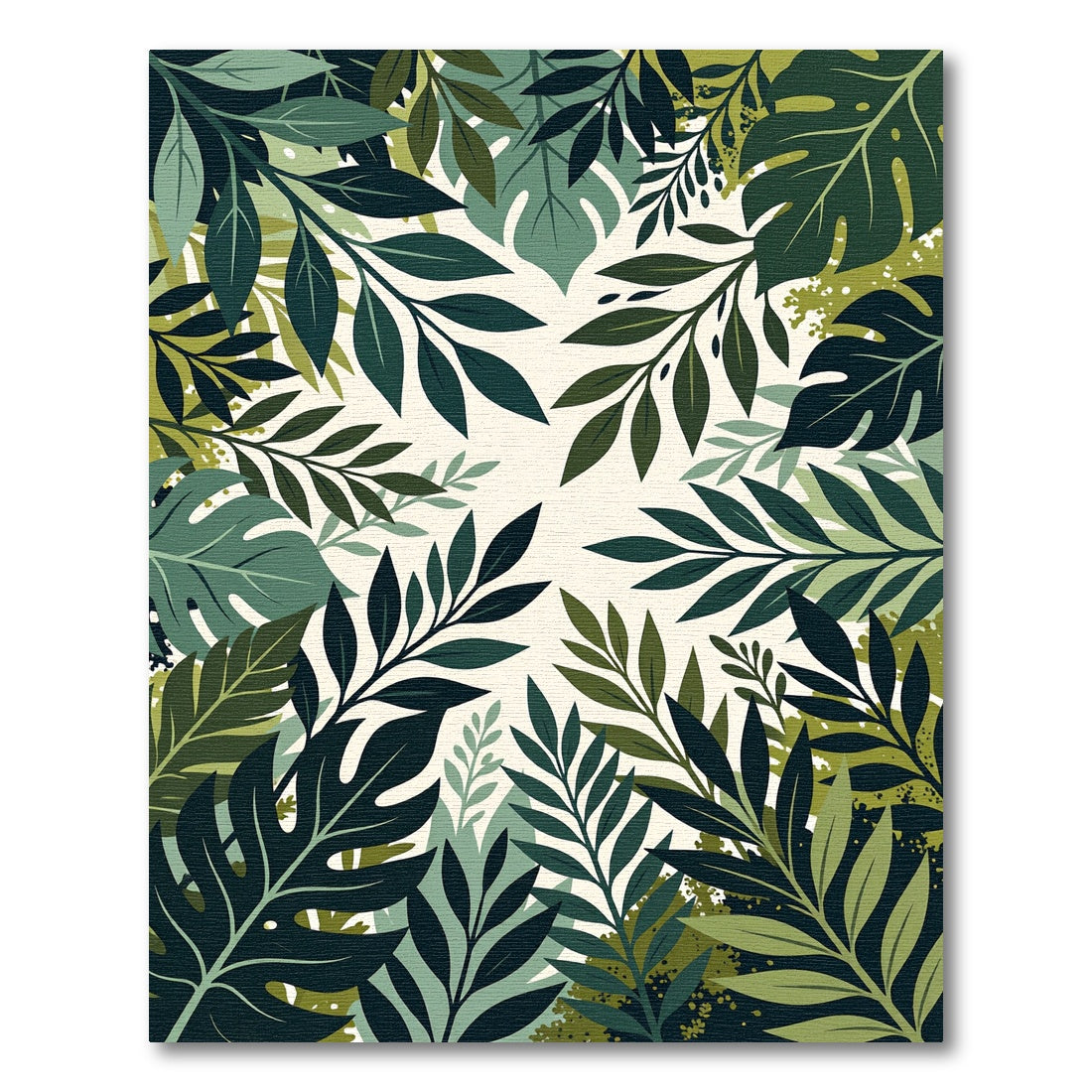 Deep Green Tropical Foliage Botanical Rug