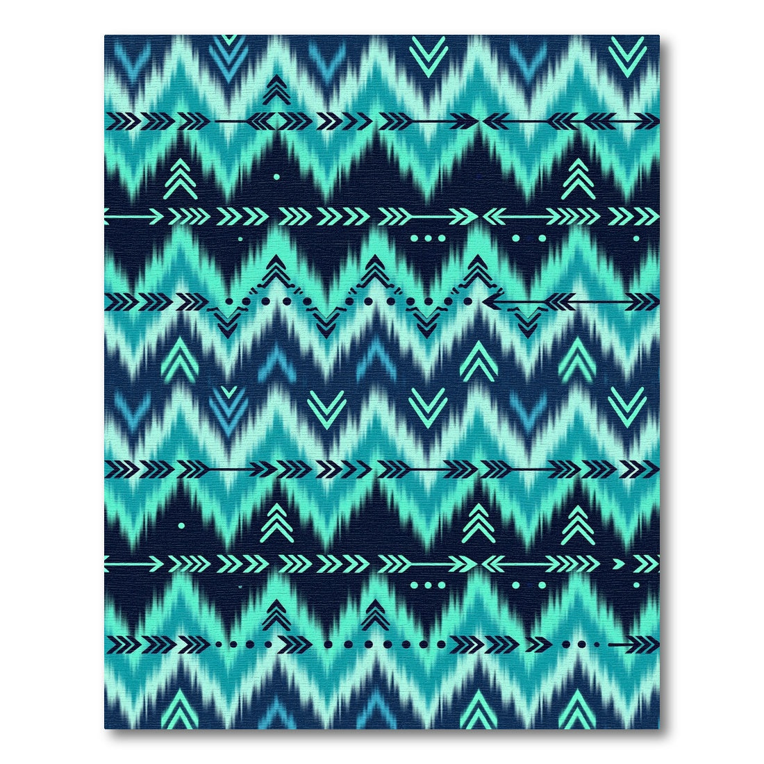 Teal Blue Tribal Arrow Chevron Rug