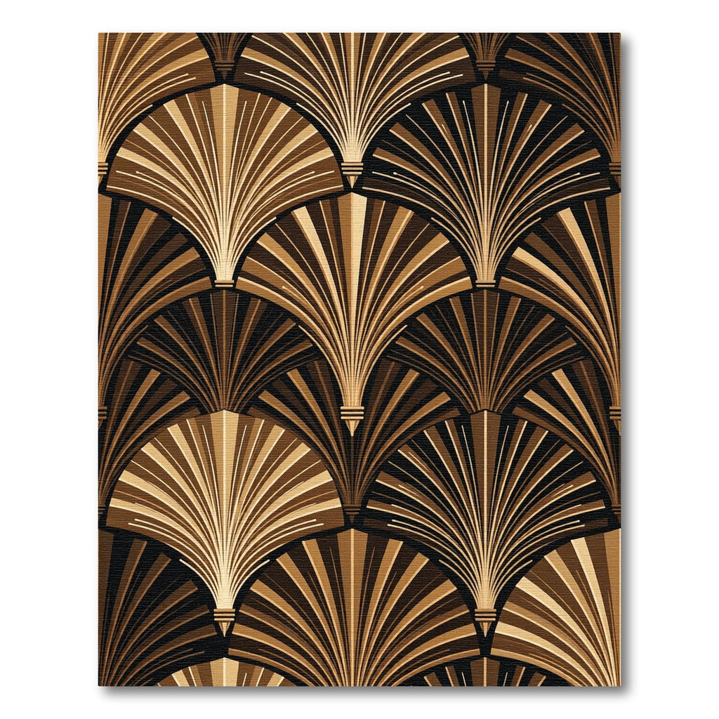 Gold Fan Abstract Geometric Repeating Rug