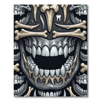 Dark Gothic Bone Fang Skull Illustration Rug