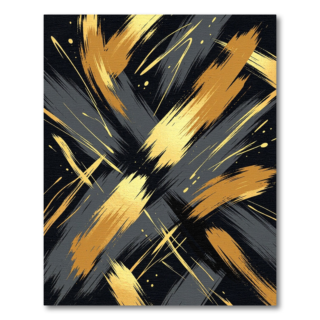 Bold Gold Brushstroke Abstract Rug