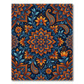Vibrant Orange Blue Floral Paisley Rug