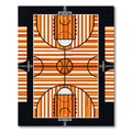 Abstract Tangerine Basketball Court Striped Art Rug