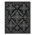 Ornate Black Silver Geometric Cross Rug