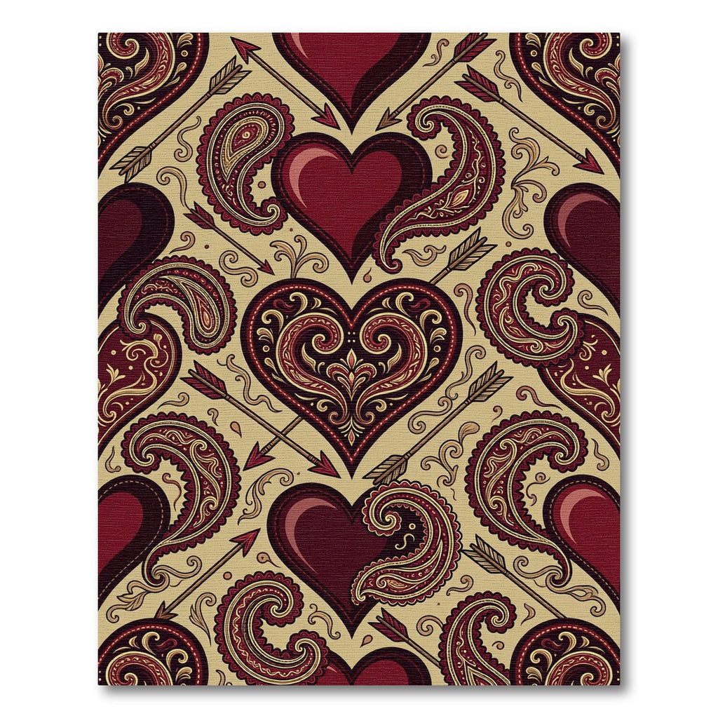 Ornate Crimson Heart Paisley Arrow Rug