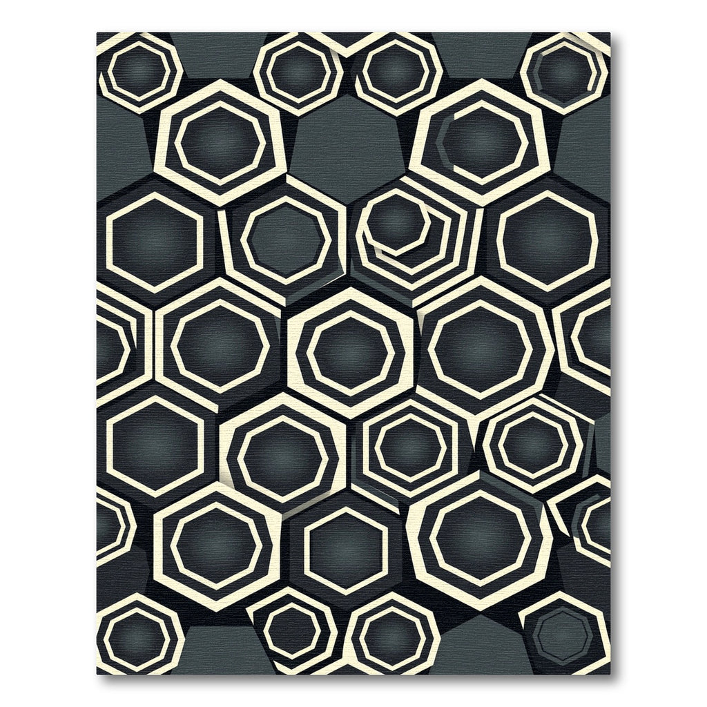 Monochromatic Geometric Hexagon Modern Art Rug