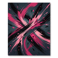 Bold Pink and Black Abstract Swirl Rug