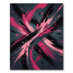 Bold Pink and Black Abstract Swirl Rug