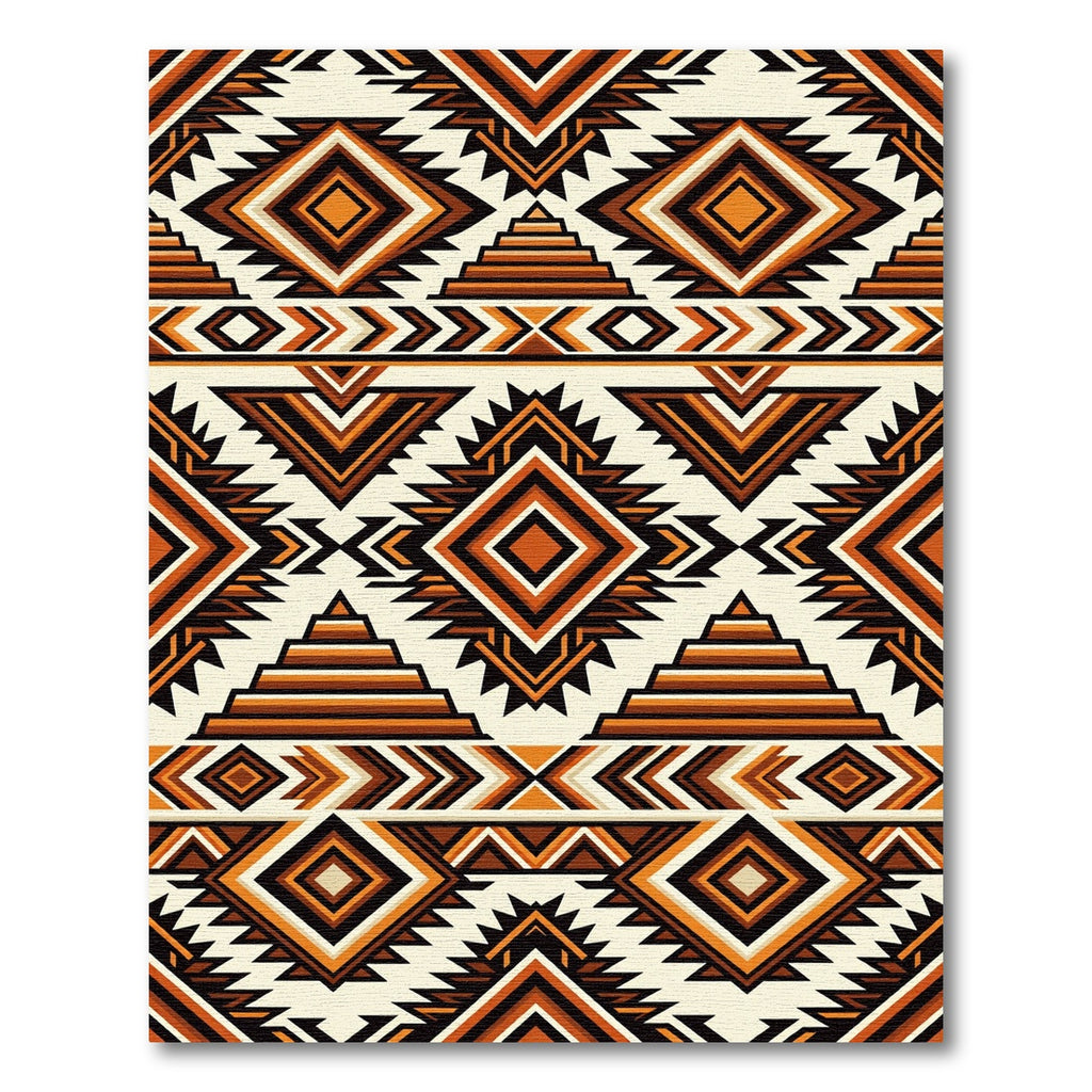 Earth Toned Geometric Diamond Sunburst Rug
