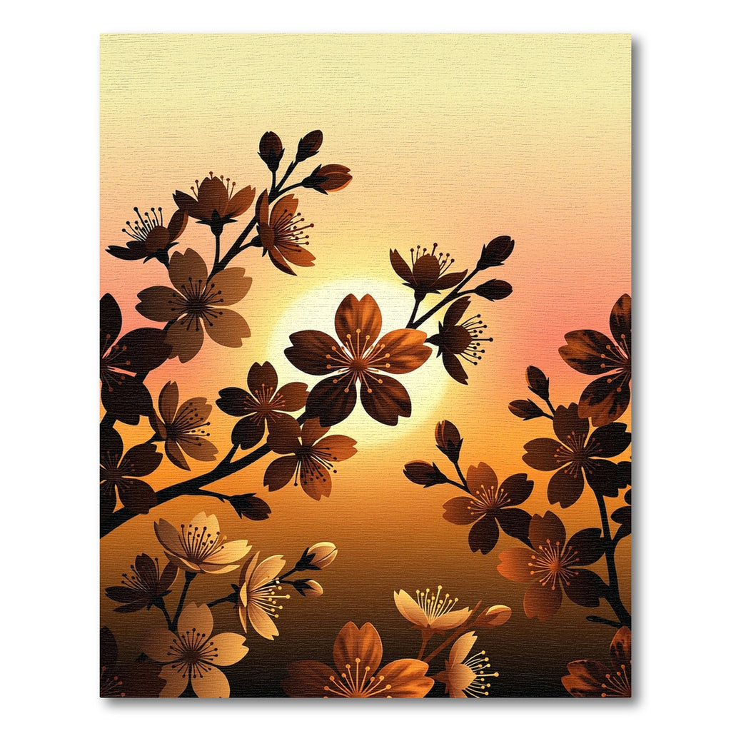 Golden Sunset Cherry Blossom Branch Rug