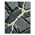 Monochrome Abstract Cracked Stone Texture Rug