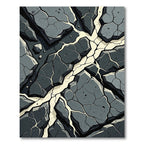Monochrome Abstract Cracked Stone Texture Rug