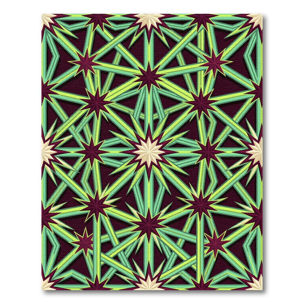 Geometric Starburst Emerald Burgundy Rug
