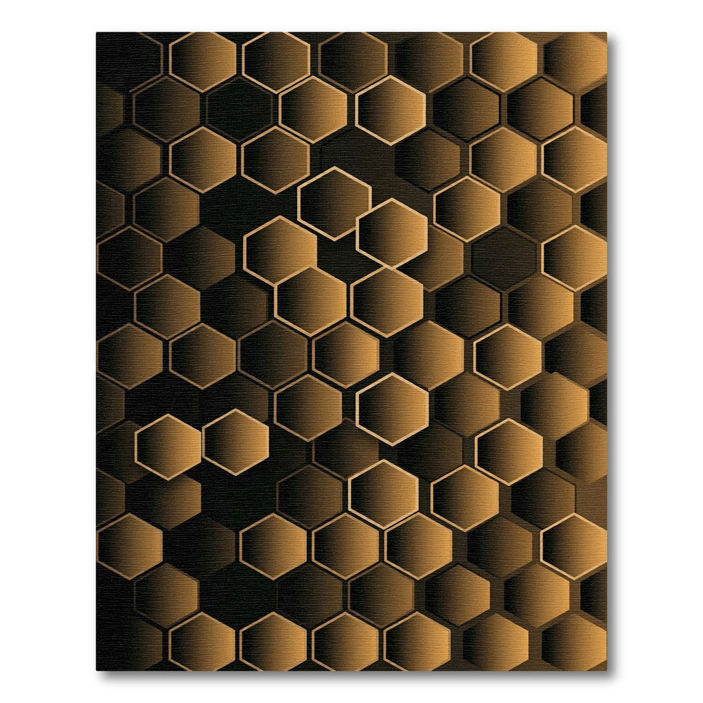 Sophisticated Gold Geometric Hexagon Abstract Rug
