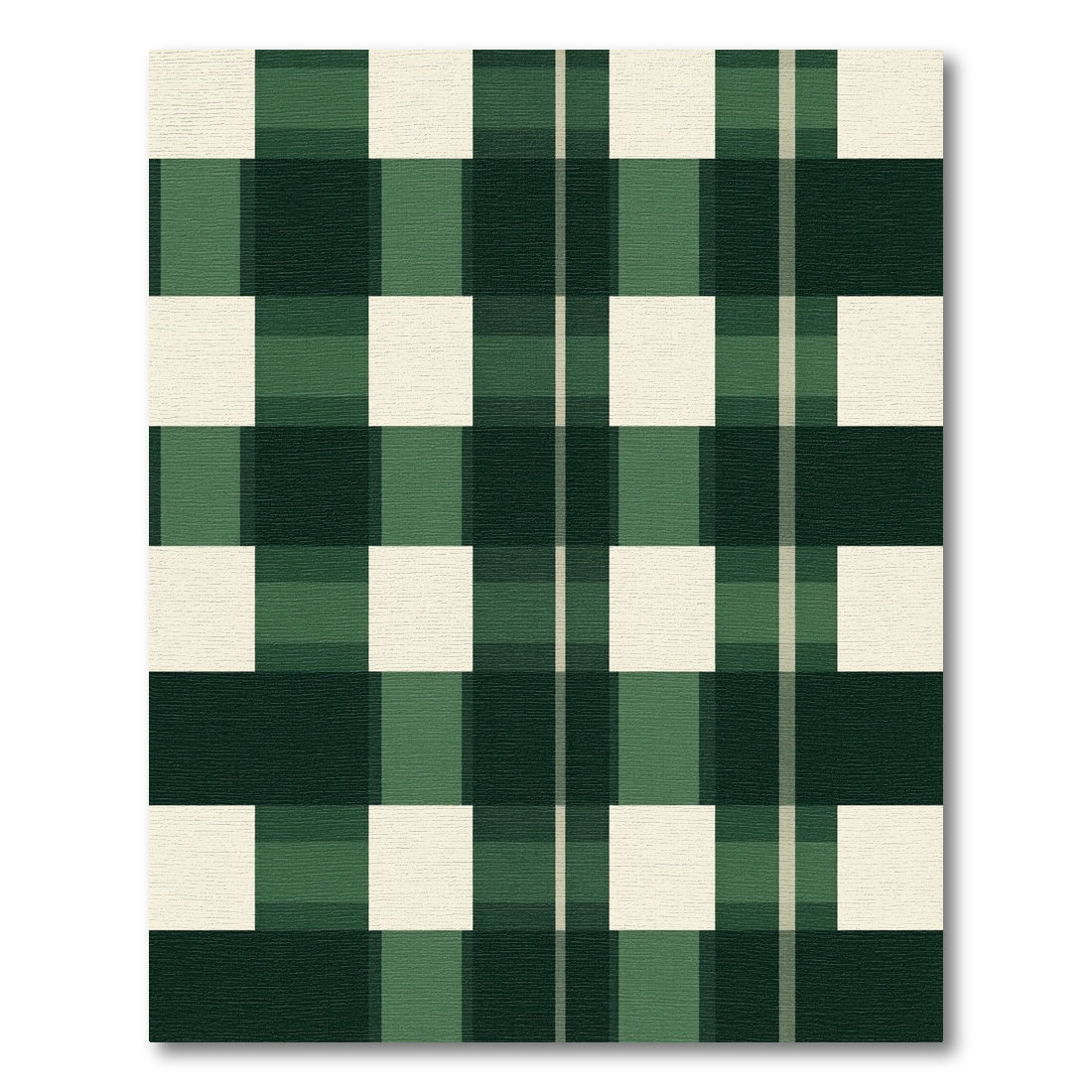 Bold Green and Cream Buffalo Check Rug