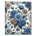 Blue White Dahlia Floral Bouquet Rug
