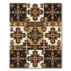 Brown Tan Cross and Pot Talavera Rug