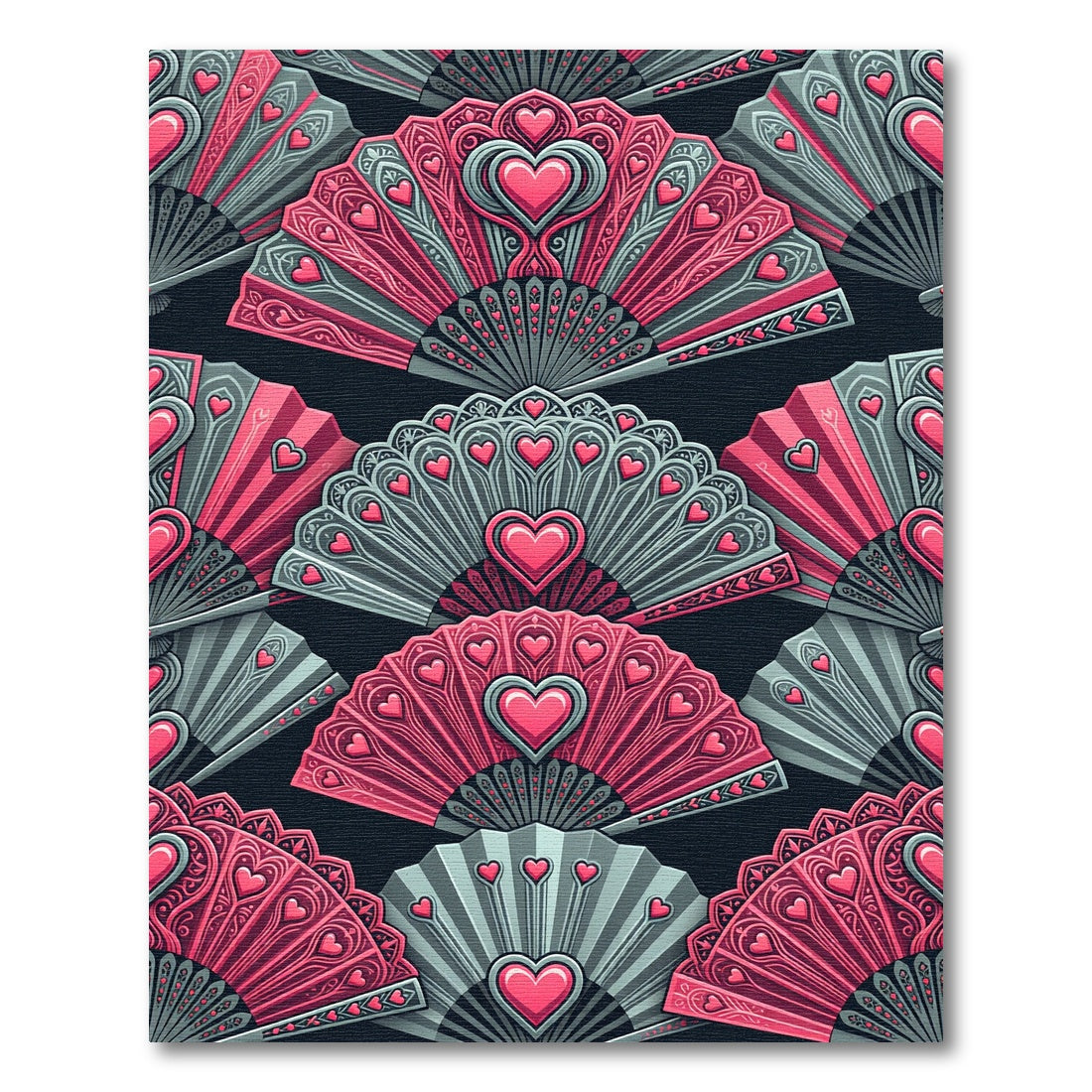 Pink Silver Heart Fan Collection Rug