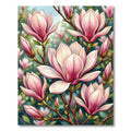 Blushing Magnolia Botanical Bloom Art Rug