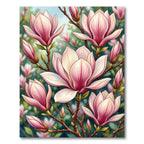 Blushing Magnolia Botanical Bloom Art Rug