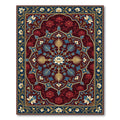 Rich Crimson Floral Medallion With Blue Rug