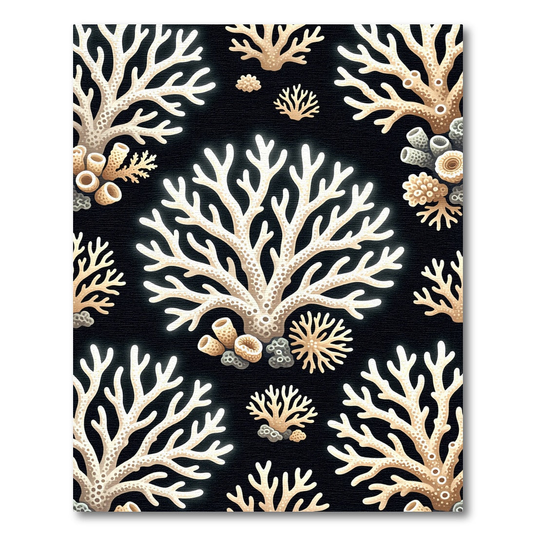 Cream Coral Reef Pattern Rug