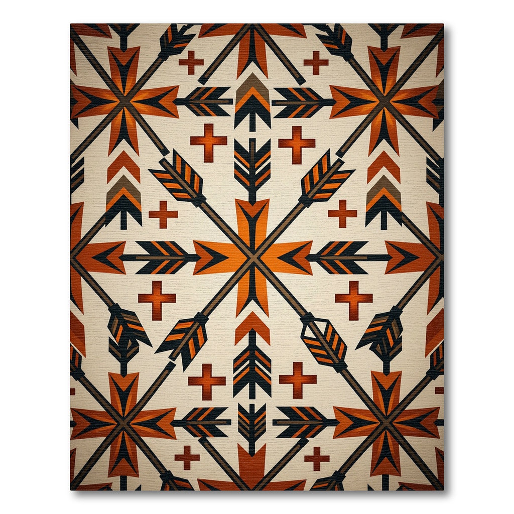 Geometric Burnt Orange Arrow Southwest Rug