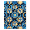Azure Golden Starburst Tile Arrangement Rug