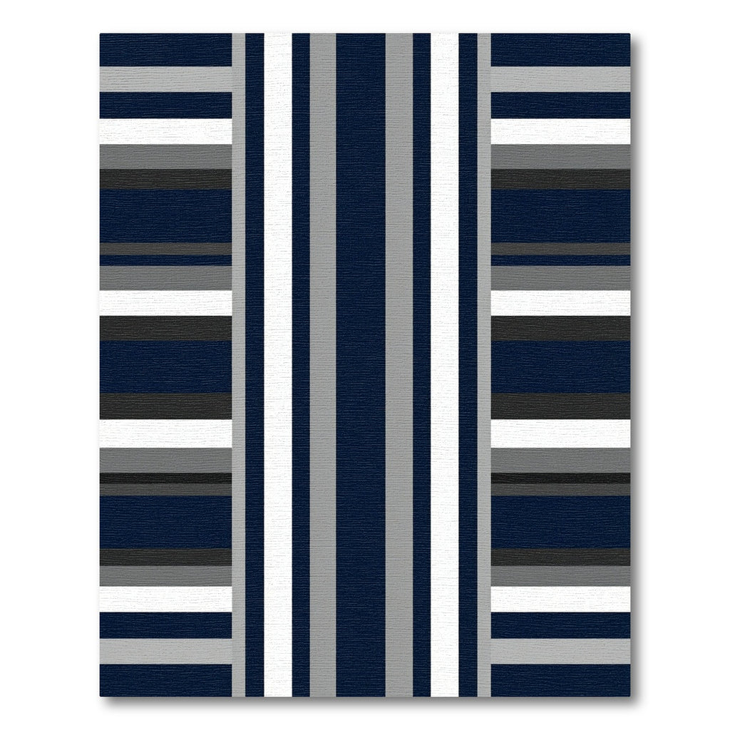 Modern Navy Gray Striped Minimalist Rug