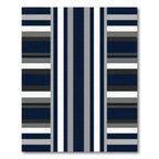 Modern Navy Gray Striped Minimalist Rug
