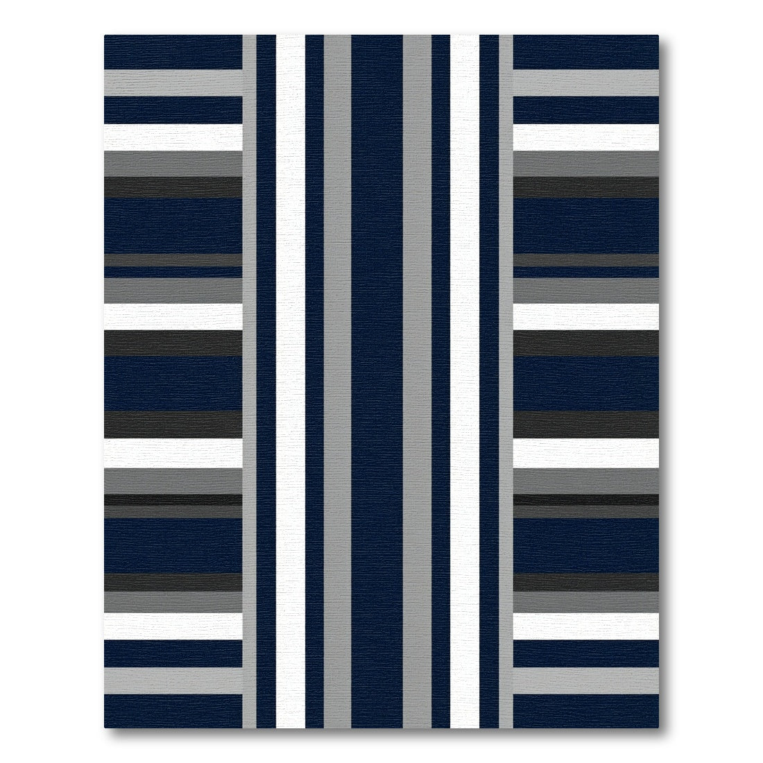 Modern Navy Gray Striped Minimalist Rug