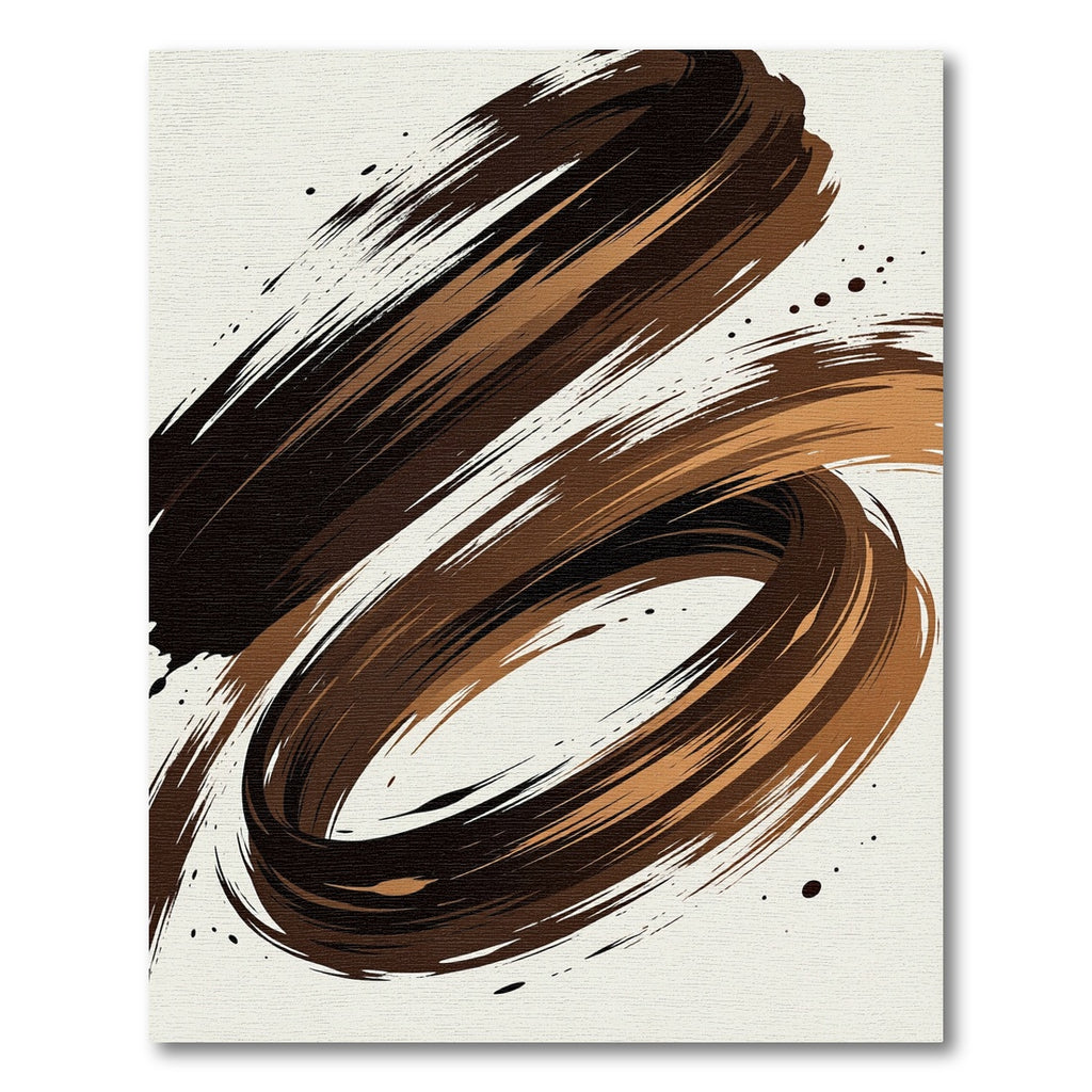 Bold Brown Brushstroke Swirl Rug