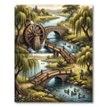 Pastoral River Landscape Bridge Scene Rug